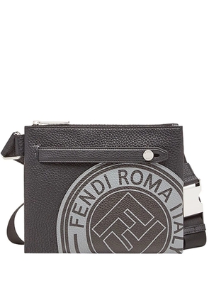 FENDI logo print messenger bag - Black