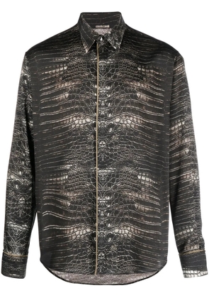 Roberto Cavalli snakeskin-print button-up shirt - Brown