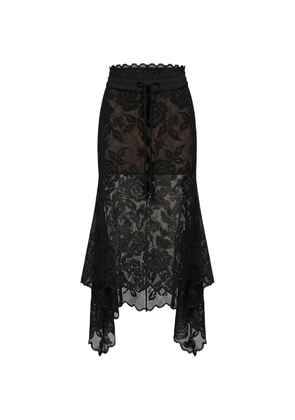 Monse lace drawstring-waistband midi skirt - Black