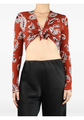 Paco Rabanne Pre-Owned paisley-print long-sleeve cropped top - Red
