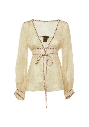 Louis Vuitton Pre-Owned paisley-print sheer blouse - Neutrals
