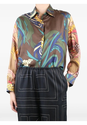 La Prestic Ouiston floral-print silk shirt - Brown