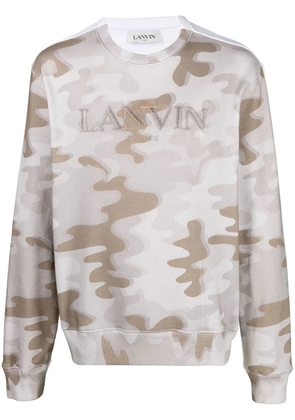 Lanvin logo-embroidered camouflage-print sweatshirt - Neutrals