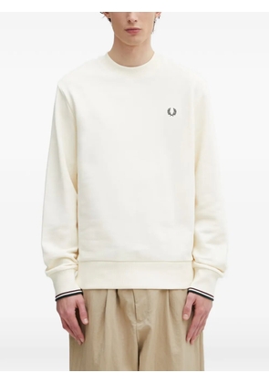 Fred Perry logo-embroidered tipped-cuff sweater - Neutrals