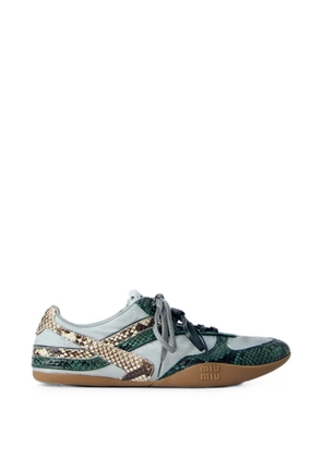 Miu Miu snakeskin-effect lace-up sneakers - Green