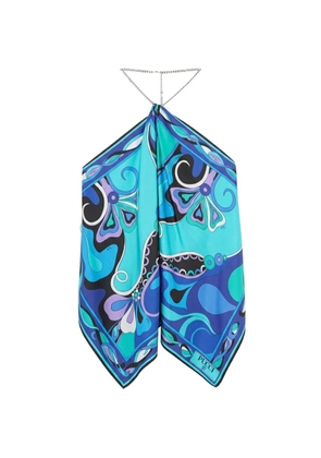 PUCCI Iride-print silk top - Blue