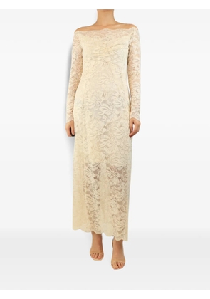 Paco Rabanne Pre-Owned off-shoulder lace maxi dress - Neutrals
