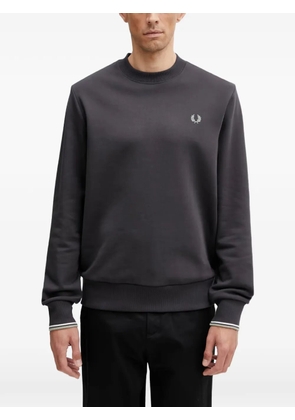 Fred Perry logo-embroidered tipped-cuff sweater - Grey