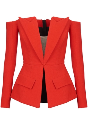Balmain off-shoulder virgin-wool top - Red