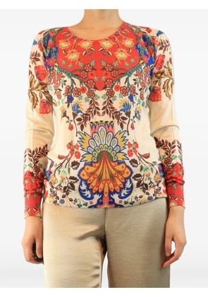Etro Pre-Owned floral-print fine-knit sweater - Neutrals
