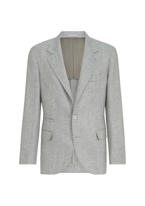 Brunello Cucinelli wool, alpaca and silk chevron deconstructed blazer - Grey