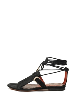 Santoni fringe lace-up sandals - Black
