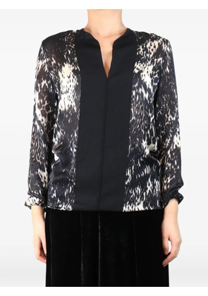 Lanvin Pre-Owned printed V-neck blouse - Black