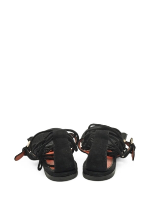 Santoni fringe lace-up sandals - Black