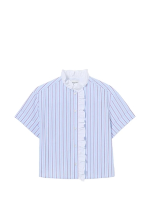 Claudie Pierlot ruffle-trimmed striped shirt - Blue