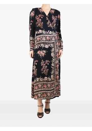 Etro Pre-Owned floral-print wrap-design midi dress - Black
