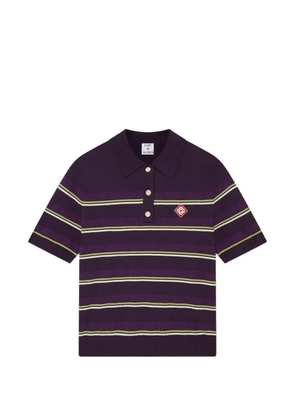 Casablanca striped logo-patch polo shirt - Purple