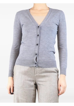 Burberry Pre-Owned fine-knit check-patch cardigan - Grey