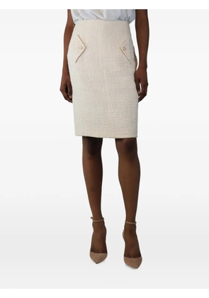 CHANEL Pre-Owned pearl-detail tweed mini skirt - Neutrals