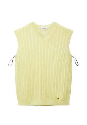 Versace viscose mesh ribbed knit top - Yellow