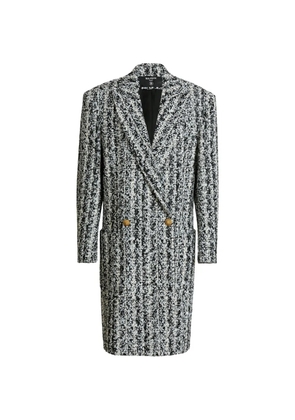Balmain long tweed coat - Black