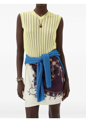 Versace viscose mesh ribbed knit top - Yellow
