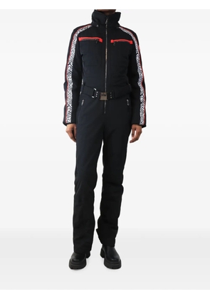 BLANC Zebra-print belted ski suit - Black