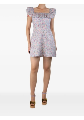 ZIMMERMANN Carnaby ruffle-neck mini dress - Blue