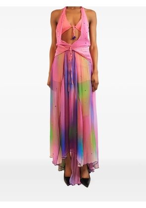 SIEDRES crystal-embellished multicolour maxi dress - Pink