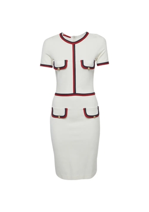 Carolina Herrera Vintage contrasting-trim midi dress - White