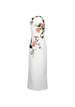 Leo Lin Ava floral-appliqué halterneck maxi dress - White
