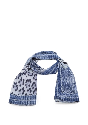 Roberto Cavalli Vintage snake-print silk scarf - Blue