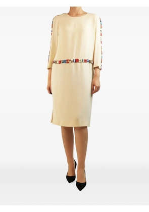 Tory Burch beaded silk midi day dress - Neutrals