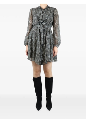 Saloni ruffle leopard-print midi dress - Grey
