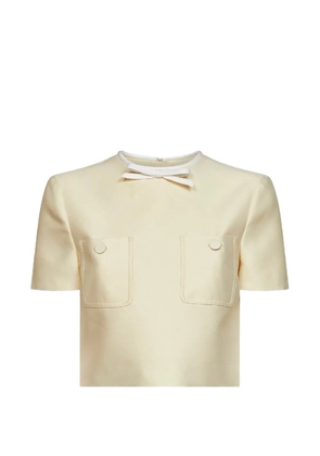 Self-Portrait bow-detail cropped top - Yellow