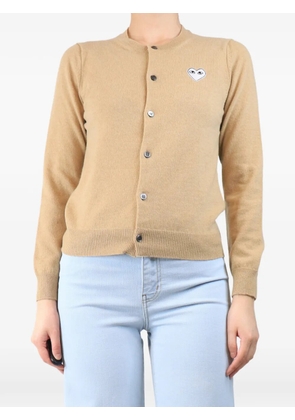 Comme Des Garçons Pre-Owned heart-patch wool cardigan - Neutrals
