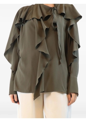 Victoria Beckham ruffled silk blouse - Green