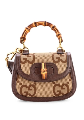 Gucci Pre-Owned Bamboo 1947 Top Handle Bag Jumbo GG Canvas Mini crossbody bag - Brown
