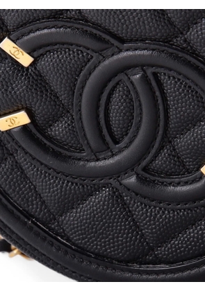 CHANEL Pre-Owned Filigree Round Clutch with Chain Quilted Caviar Mini crossbody bag - Black