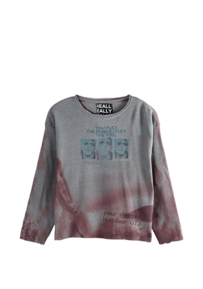 SAITOS graphic-print waffle-knit T-shirt - Grey