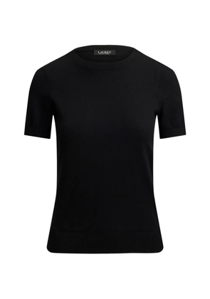 Lauren Ralph Lauren short-sleeve embroidered-logo sweater - Black