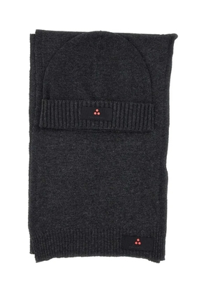 Peuterey ribbed logo scarf set - Grey