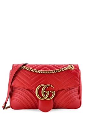 Gucci Pre-Owned GG Marmont Flap Bag Matelasse Leather Medium shoulder bag - Red