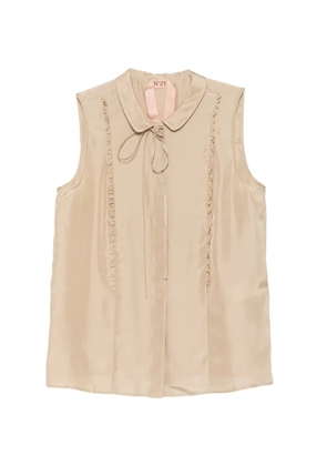 Nº21 ruffled bow-fastening top - Neutrals