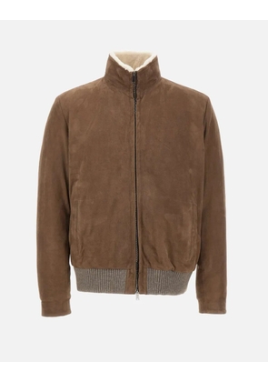 VOLFAGLI Sant'Angelo shearling-collar suede jacket - Brown