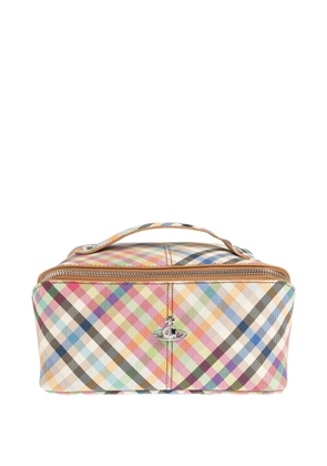 Vivienne Westwood Orb-plaque check-pattern make-up bag - Neutrals