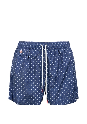 Kiton polka-dot drawstring swim shorts - Blue