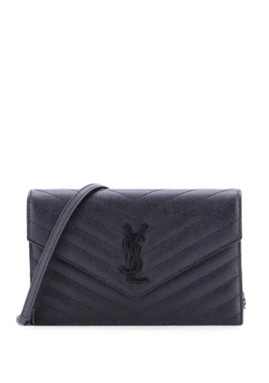 Saint Laurent Pre-Owned Classic Monogram Wallet on Chain Matelasse Chevron Leather Small crossbody bag - Black