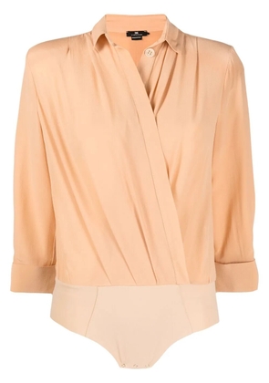 Elisabetta Franchi wrap-front long-sleeve bodysuit - Neutrals