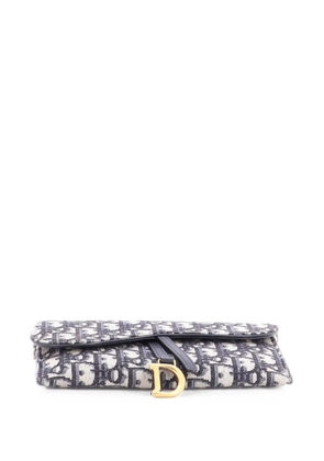 Christian Dior Pre-Owned Saddle Chain Oblique Canvas clutch bag - Blue